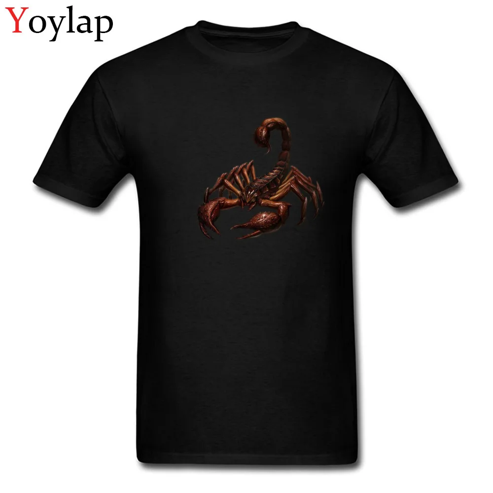 Men T Shirt Faddish Summer Tops T Shirt Summer/Fall 100% Cotton Crew Neck Short Sleeve Simple Style scorpion12117 Tee Shirts black