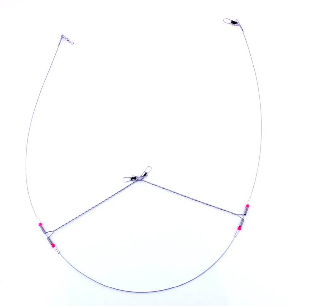 20pcs Wire Trace Leader Rig 2 Arm Fishing Rigs Tackle Lure Swivel