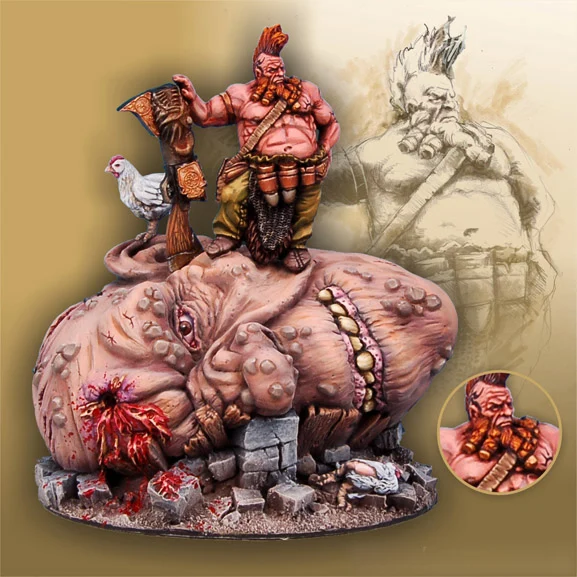 

[tuskmodel] 54MM resin model kit giant hunter (includ base)very big one total height 11CM weight 240G