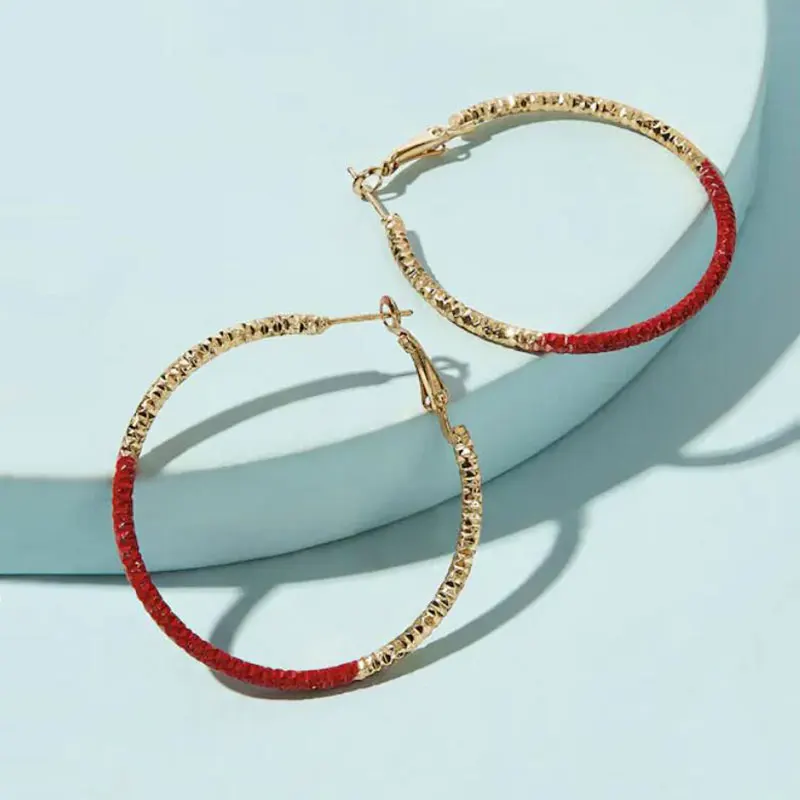 

KOMi Punk Red Sexy Big Circle Hoop Earrings for Women Simple Hoop Earring Round Punk Statement Earrings Fashion Jewelry B10106