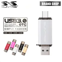 Suntrsi type C флеш-накопитель USB 3,0 16 ГБ 32 ГБ Флешка реальная емкость 64 Гб USB палка Внешняя память для смартфона Бесплатная доставка