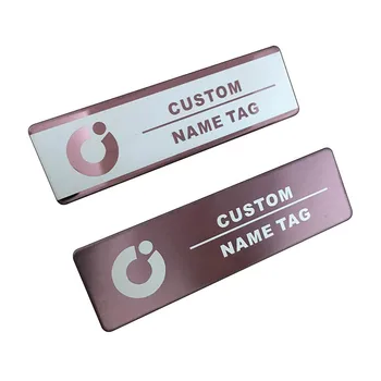 

10pcs custom laser name tag metal logo personalized staff id tag name badge magnetic