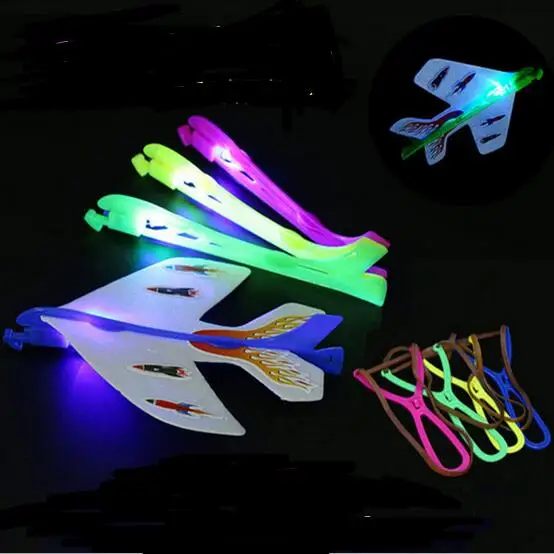 

Helicopter Flying Toy Amazing LED Light Arrow PlaneLED Light Plane DIY Model Arrow Rocket Flying Toy Party Gift Elastic YH318