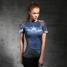 2016 NEW batman vs superman Avengers Captain America tights woman fitness Sweat elastic short sleeved t