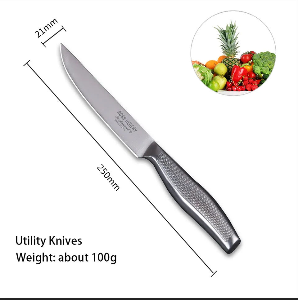 Stainless Steel 9pcs Kitchen Knife Set High Carbon Steel Blade Non-slip Handle Quality Chef Bread Utility Knife Cooking Tools