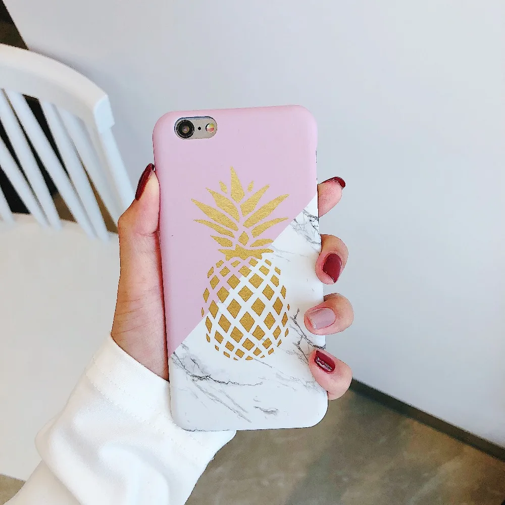 

Marble Phone Case For iPhone 7 Plus X XR XS Max Pineapple Marble Hard PC Cover Cases For iPhone X 8 6 6s Plus Funda Coque