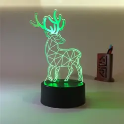 3D Новинка подарки ночник Рождество олень спальня Office для дома Настольная лампа для отдыха и вечеринок украшения