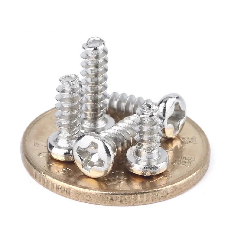 

500PCS M2 M2.2 Nickel plated round head flat tail self-tapping screw pan head electronic screw