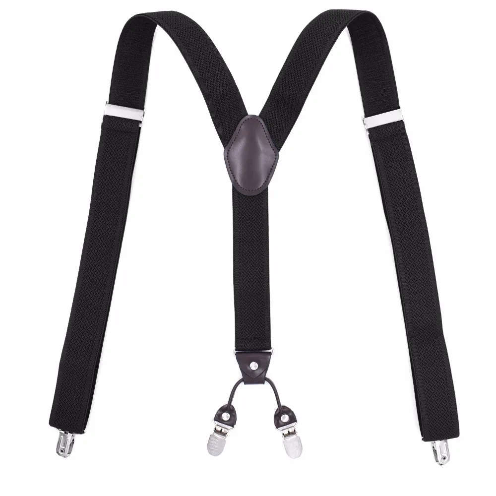 

JIERKU Suspenders Man's Braces Leather 4Clips Suspensorio Fashion Trousers Strap Father/Husband's Gift Tirantes Hombre JK4C09