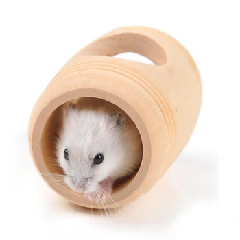 

New Wooden Barrel Hamster House Mice Rat Mouse Cage Wine Cask Cute Animal Squirrel Drum Run Round Toy Pet Supplies Free Shipping
