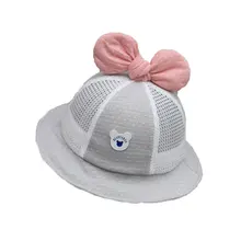 Летнее ведро для детей шляпа с бантиком сетка лоскутное шляпа рыбака дети открытый пляж шляпа хлопок мальчик девочка Солнцезащитная крышка s