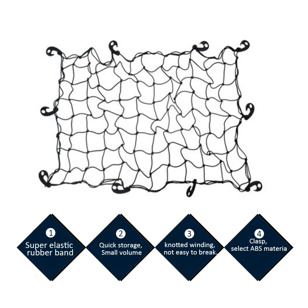 Большая эластичная Автомобильная грузовая аккуратная сеть сетка для хранения сетчатые фиксирующие точки Saftey 120X80 см Органайзер трейлер багажник на крышу Boot Bungee Cord
