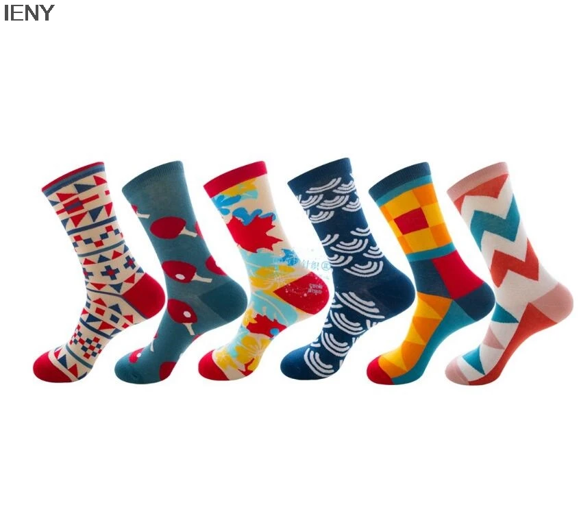 

IENY Men's combed cotton colorful cotton socks table tennis happy socks men and women cotton socks