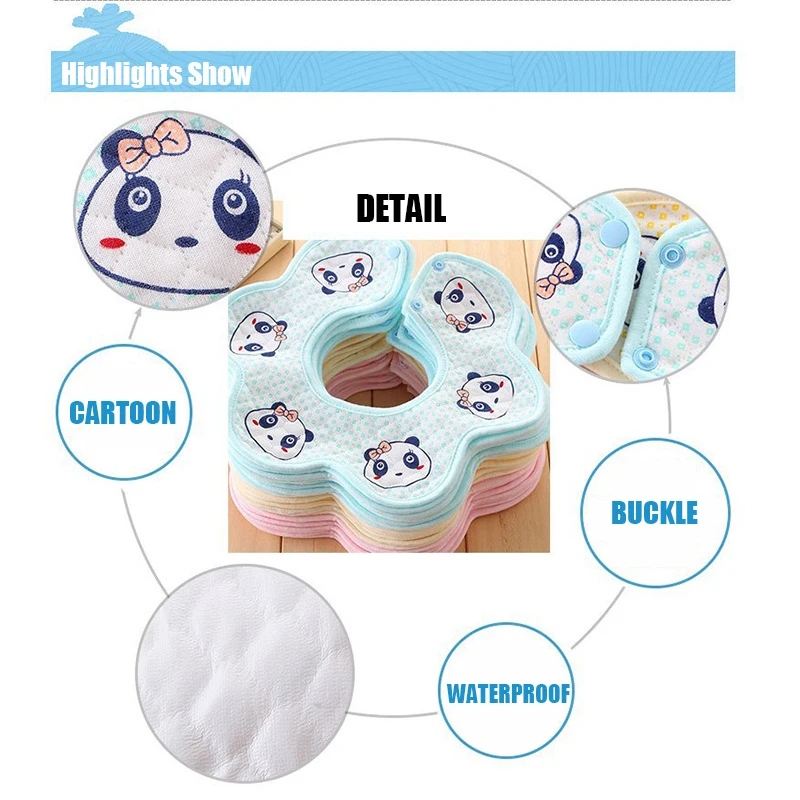 Cartoon Baby Bibs Bandana Cotton Waterproof Baby Bibs Flower Newborn Button Bibs Boys Girls Saliva Towels Soft Baby Accessories (1)