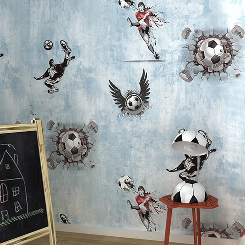Современного подростка украшения комнаты дома стены Бумага s Cartooon Футбол стены Бумага ролл для детей мальчик номер стены обои сделать pokoju