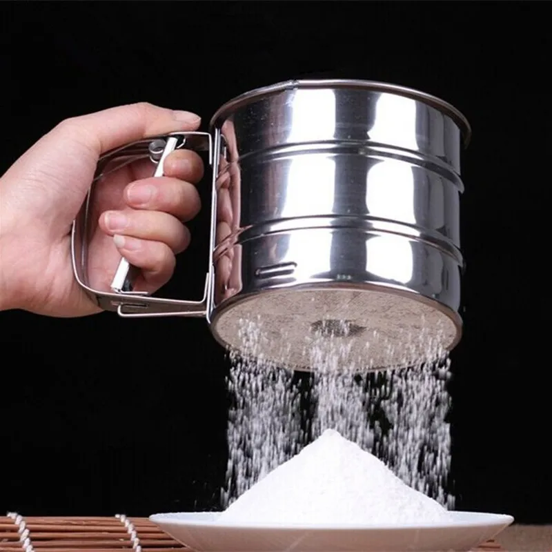 Sifters Shakers Stainless Steel Mesh Flour Sifter Mechanical Baking Icing Sugar Shaker Sieve Tool Cup Shape Kitchen Tools 35 Sifters Shakers Stainless Steel Mesh Flour Sifter Mechanical Baking Icing Sugar Shaker Sieve Tool Cup Shape Kitchen Tools 35