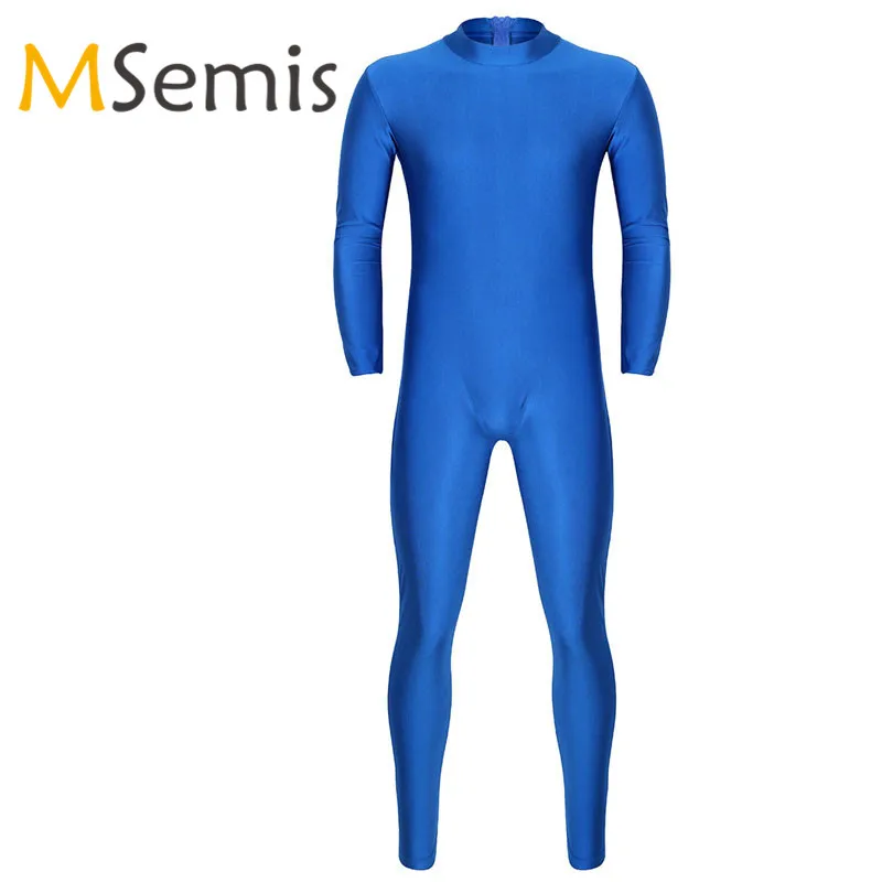 

Mens Bodystocking Thong Leotard Body Suit Ballet Leotard Male Dancewear Adults Well Fit Mock Neck Skin-Tight Unitard Bodysuit