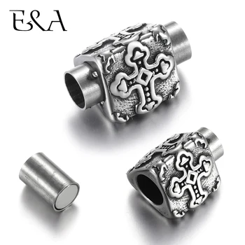 

Trigonal Stainless Steel Magnetic Clasp Cross Hole 5mm Leather Cord Clasps Magnet Buckle Bracelet DIY Jewelry Making Supplies