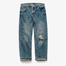 Для мужчин Повседневное потертой джинсы Прямые Свободные мешковатые джинсы ковбойские штаны в стиле хип-хоп уничтожить стирка с отверстием ретро джинсы-шаровары брюки
