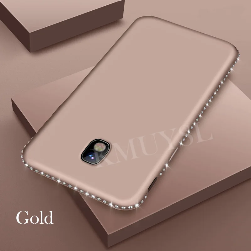 Диаманта Bling чехол для samsung galaxy A7 A8 A6 S8 S9 S10 плюс S10E J4 J6 J8 J5 J7 Prime A5 A3 A7 Note 9 8 Мягкая обложка - Цвет: Gold