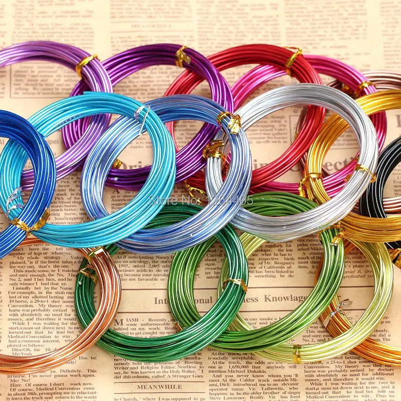 

Free Shipping! 5m/roll 2mm Diameter colored aluminum wire for Metal Crafts