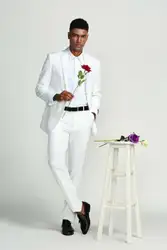 Белый костюм заостренный лацкан приталенный костюм на пуговицах 1-Button suit Solid 2 шт. куртка + брюки