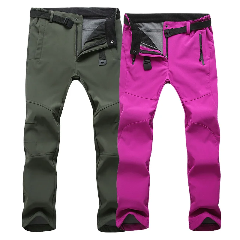 Invierno hombres mujeres Fleece Softshell Camping senderismo pantalones impermeables a prueba de viento térmico senderismo esquí pesca pantalones de gran tamaño
