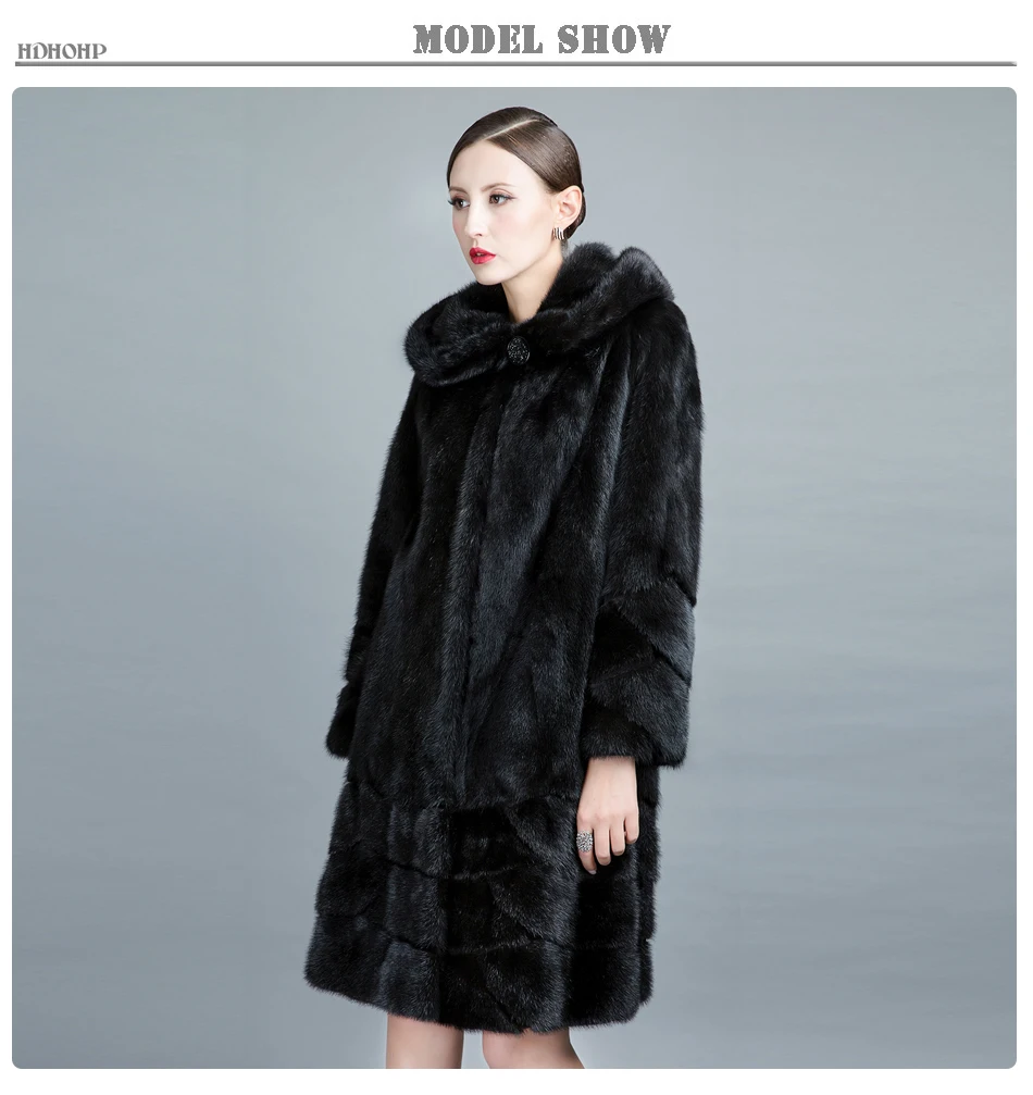 HDHOHR, высококачественное пальто из натурального меха норки, женские длинные парки с капюшоном из натурального меха, толстые теплые зимние куртки из настоящей норки