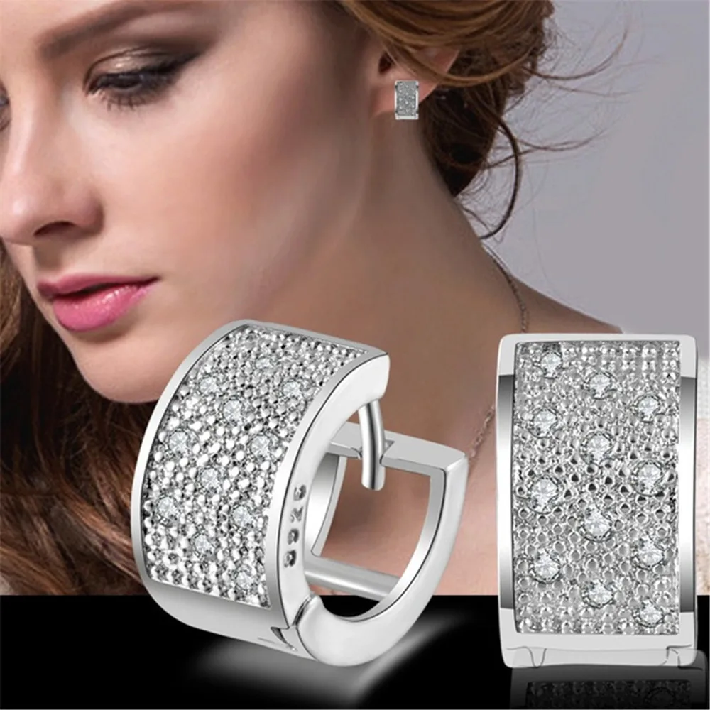 

Geometric Circle Round Hoop Earrings Women Brincos Cubic Zirconia Earring Silver Color Party Jewelry Gift Vintage Classic 2019
