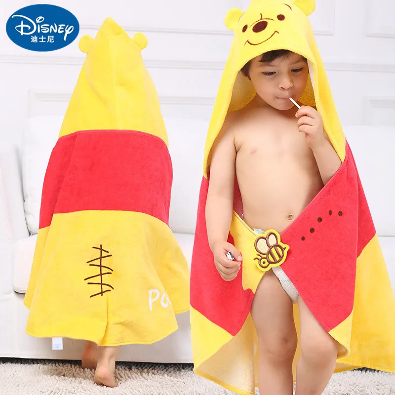 

Disney Bath towels Beach +Towels Bathrobe Soft Cotton Yellow Winnie Children boy girl Minnie Mickey mouse beach towel