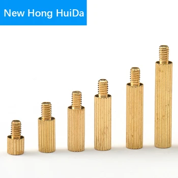 

M2 Brass Round knurl Male Female Standoff Stud Board Threaded Pillar PCB Motherboard Spacer Hollow Bolt Screw NutM2*L+3/4mm