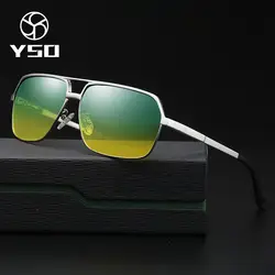 YSO солнцезащитные очки Для мужчин поляризационные UV400 алюминия и магния кадр HD Ночное видение вождения очки прямоугольные аксессуары для