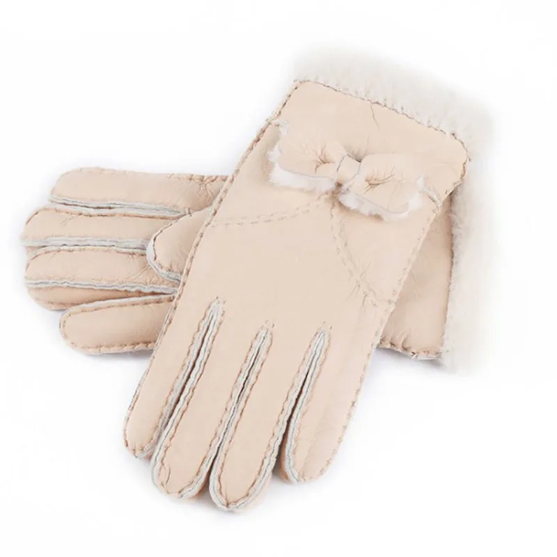 Зимние теплые меховые перчатки для женщин ручной работы натуральная кожа Теплые Перчатки женские овчины шерсть мех натуральная кожа перчатки