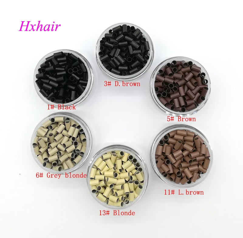 무료 배송-50000pcs 3.5mm 구리 튜브 마이크로 링/링크 비즈/블랙 D-브라운 브라운 L-브라운 금발