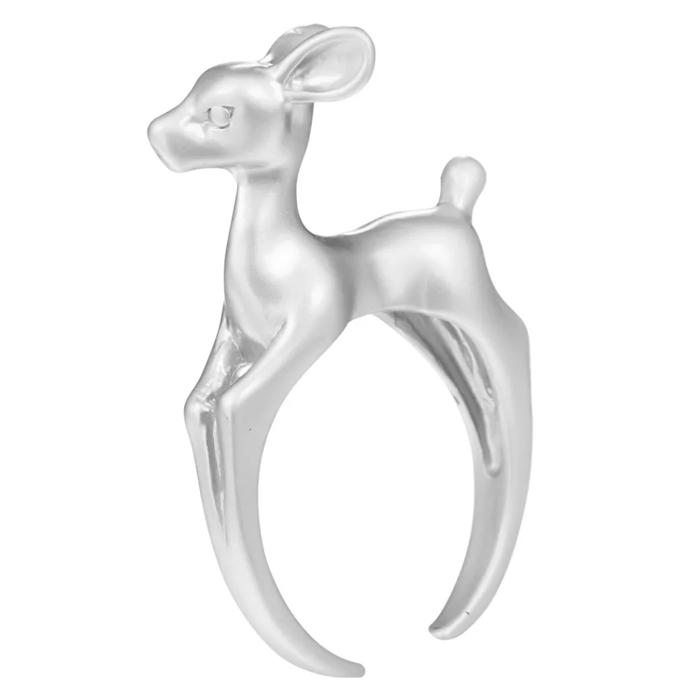 

QIMING New Adjustable Bambi Deer Ring Cute Animal Jewelry Vintage Ring Gold Fashion Christmas Gift for Women and Girls