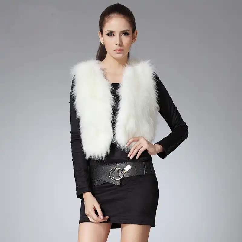 short black fur vest