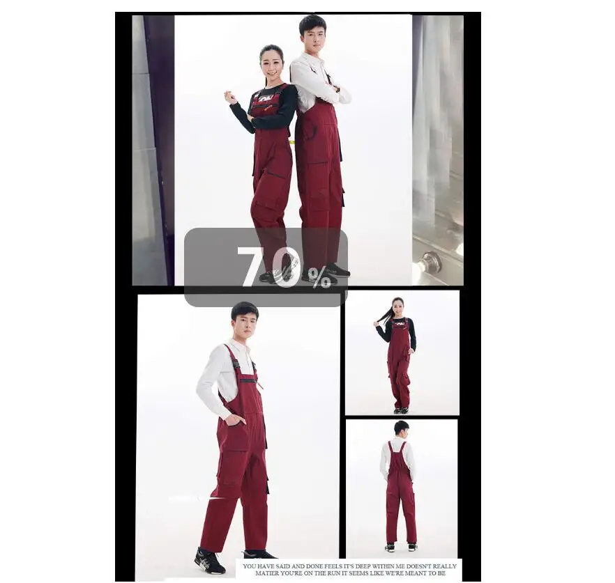 Men Women Bib Overalls Work Clothing Protective Coverall Repairman Strap Jumpsuits Working Uniforms Sleeveless Coveralls 4 Color