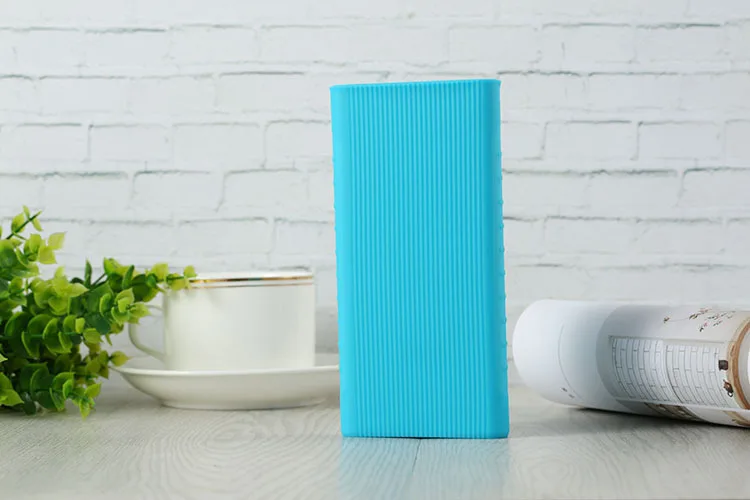 Blue Противоскользящий силиконовый защитный чехол для Xiaomi power bank 2 10000 mAh Dual USB PLM09ZM резиновый чехол, Дополнительный внешний аккумулятор - Цвет: Blue