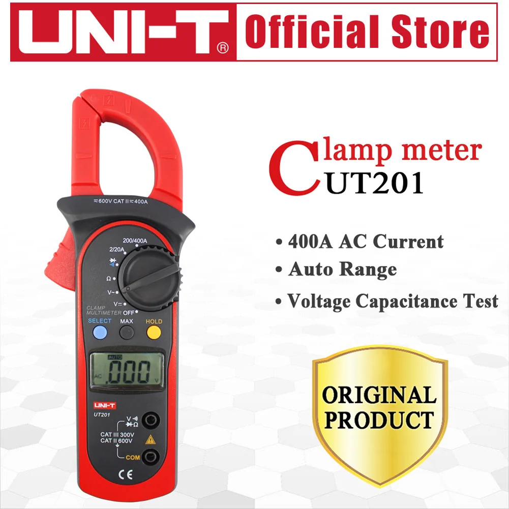 UNI-T UT201/202 UT202A UT203/204 UT204A Цифровой мультиметр-зажим 400-600A Напряжение Ток Сопротивление/ом метр тестер Авто Диапазон