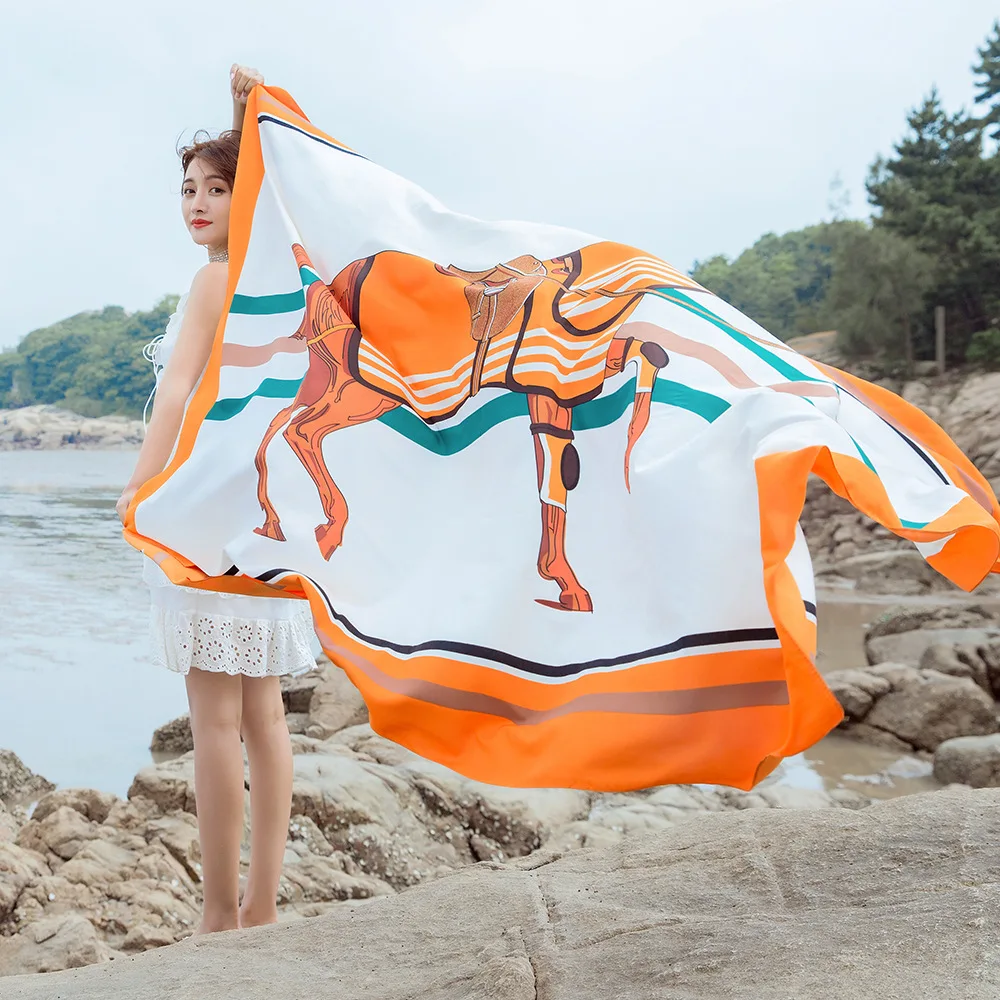 

2019 autumn women fashion Summer sunscreen beach towel soft scarf shawl female air conditioning multi-function scarf shawl