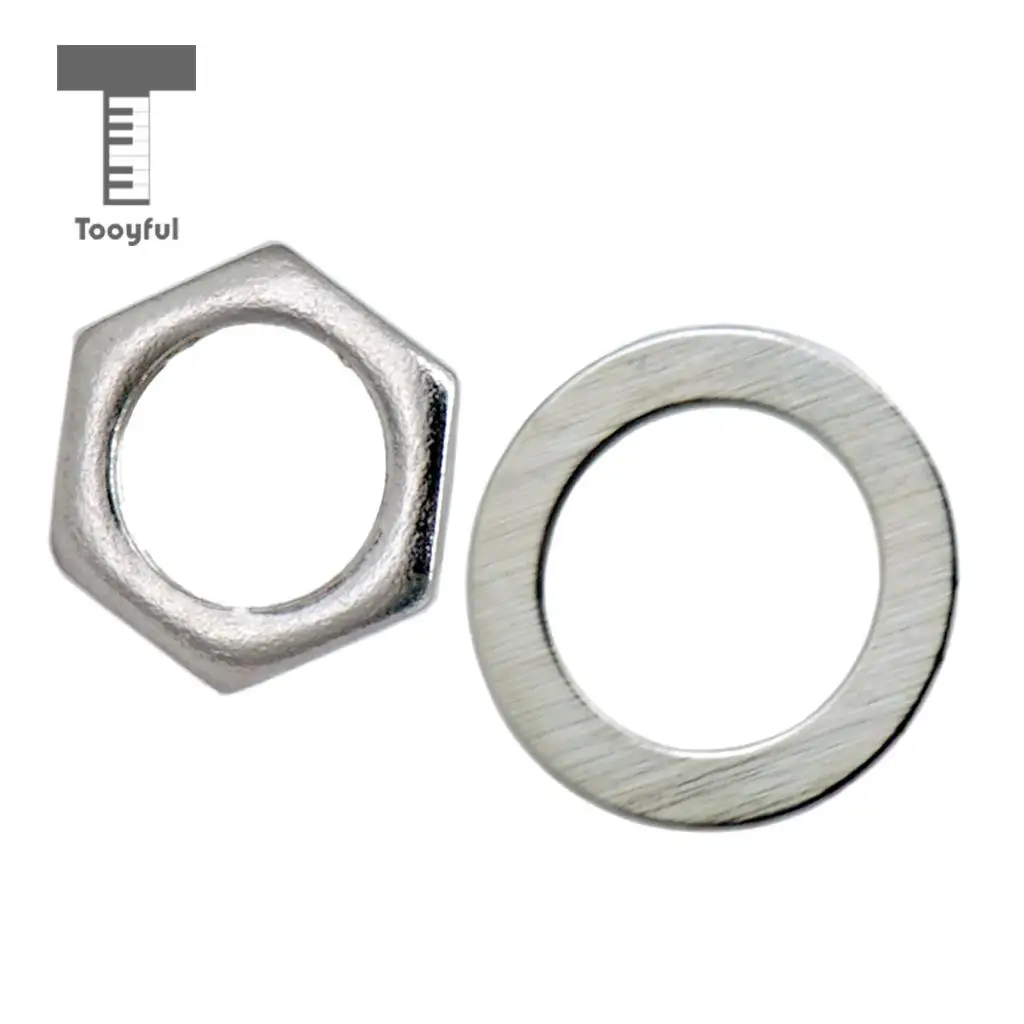 Tooyful 5 Pieces Iron Jack Socket Connector Nuts with Washers Set for Electric Guitar Bass Parts 9mm