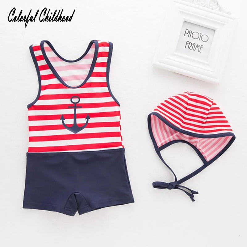 Baby Boys One Piece Swimsuit 2018 Summer Cool Striped Sailor Children's