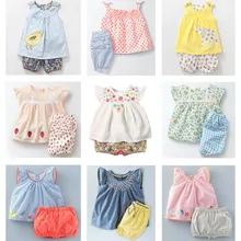 Новинка года, брендовая качественная одежда из хлопка для маленьких девочек летний детский комплект из 2 предметов, комплект одежды с короткими рукавами, комплекты для маленьких девочек, верхняя одежда