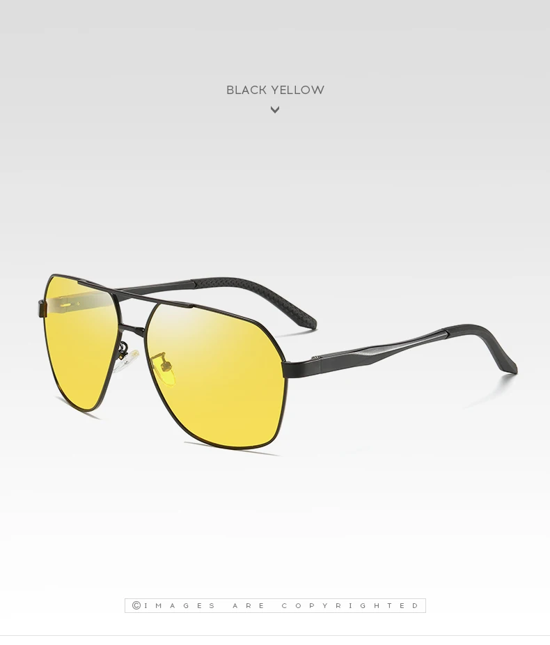 Желтые линзы, солнцезащитные очки ночного видения, мужские, антибликовые, очки для вождения, женские, квадратные, в стиле пилота, с затемнением, UV400