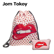 Jom Tokoy 2 шт. 3D печать женский рюкзак красная волна точка большие губы Drawstring Сумка Набор комбинация