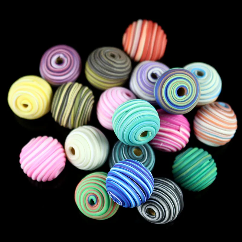 14mm Mixed Color 50pcs Round Fimo Polymer Clay Beads Jewelry Spacer