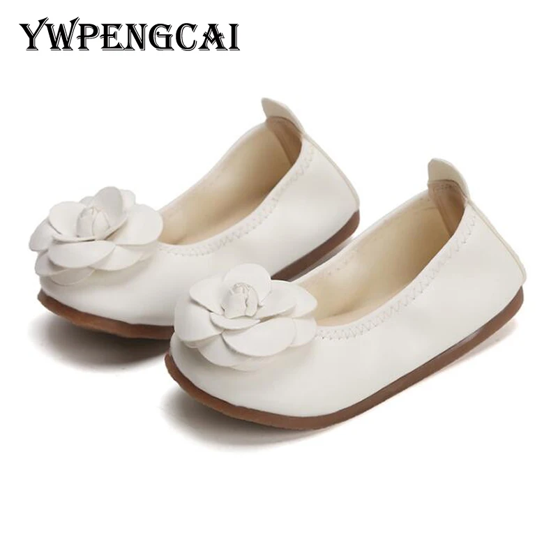 

YWPENGCAI Spring Autumn Children Slip-on Moccasins Girl Shoes Sweet Flowers Toddler Girl Shoes Non-slip PU Leather Girls Shoes
