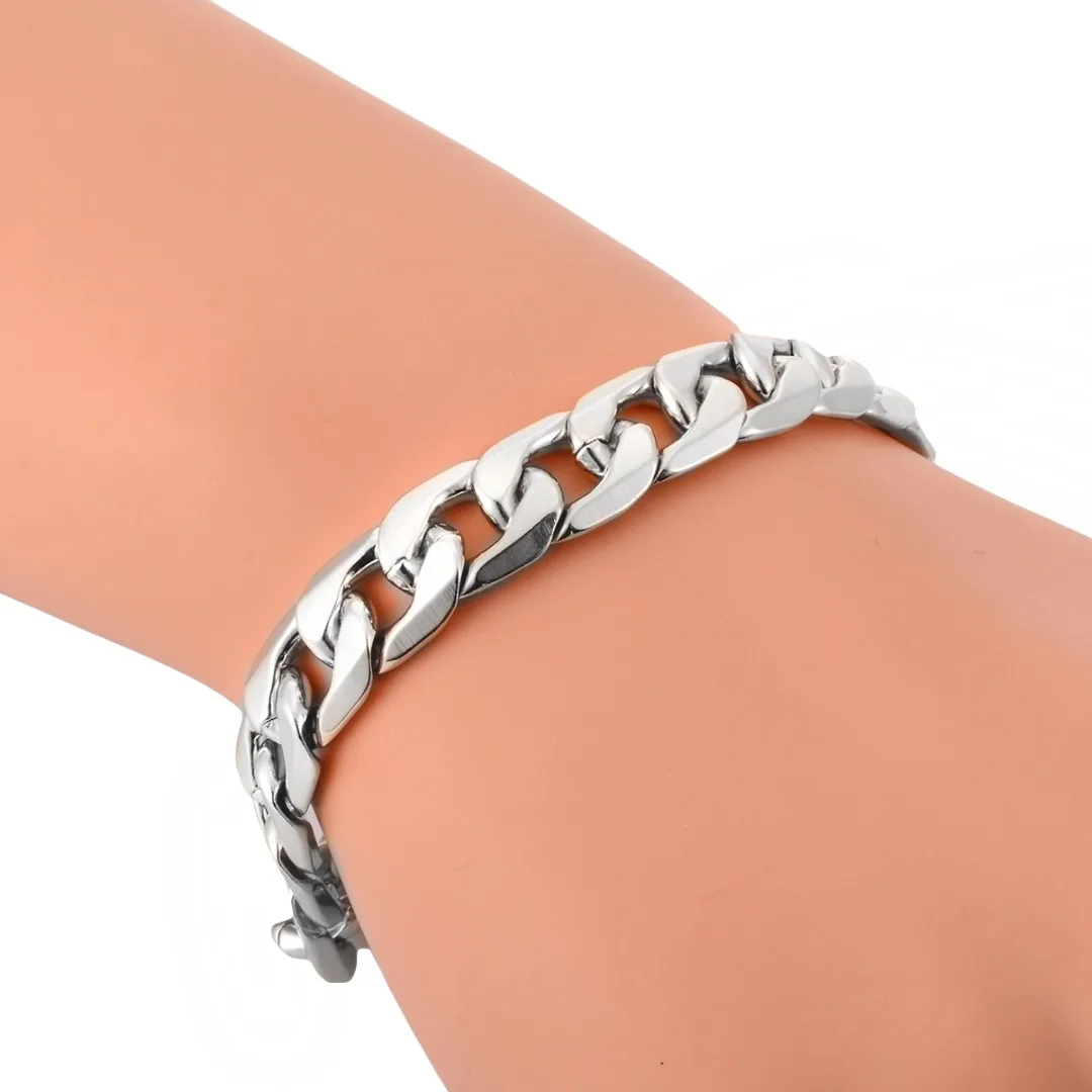 Hip Hop Stainless Steel Cuban Chain Bracelet For Men Punk Jewelry Shellhard Vintage Charms Silver Gold Bangle Wristband Pulseira