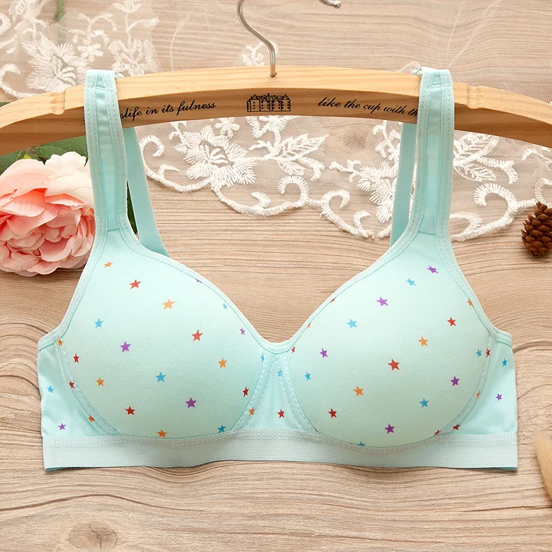 Yasemeen Ultra-thin Cup Breathable Underwire Bras Comfort Push Up Bras for Small Bust Star Printing Girl's Brassiere Cotton Bras