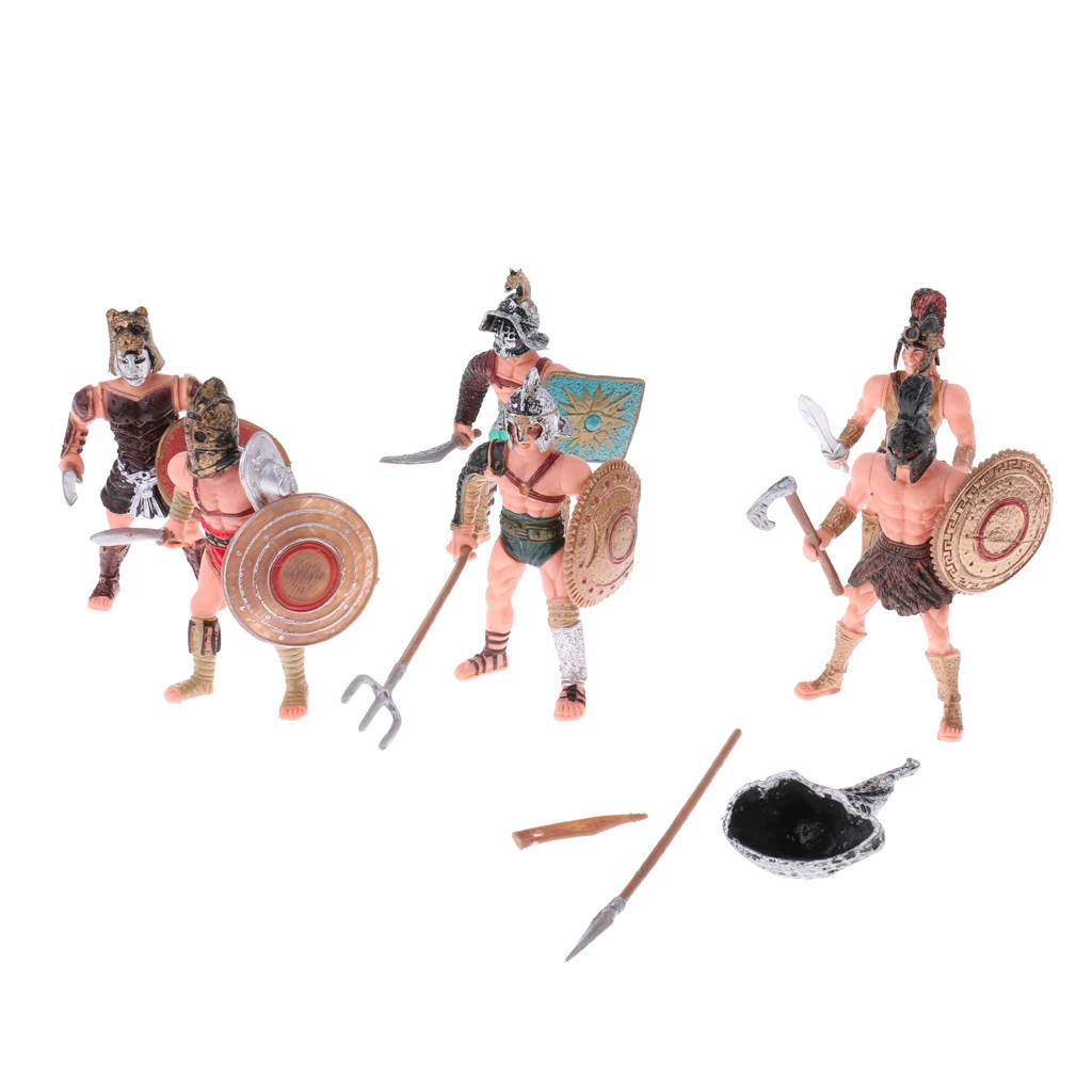 Pack of 6 Ancient Roman Gladiator Medieval Military Figure Models Toy Collectibles Desktop Decoration